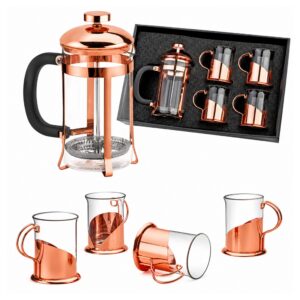 Set de Cafetera Francesa y Tazas Encobrizada
