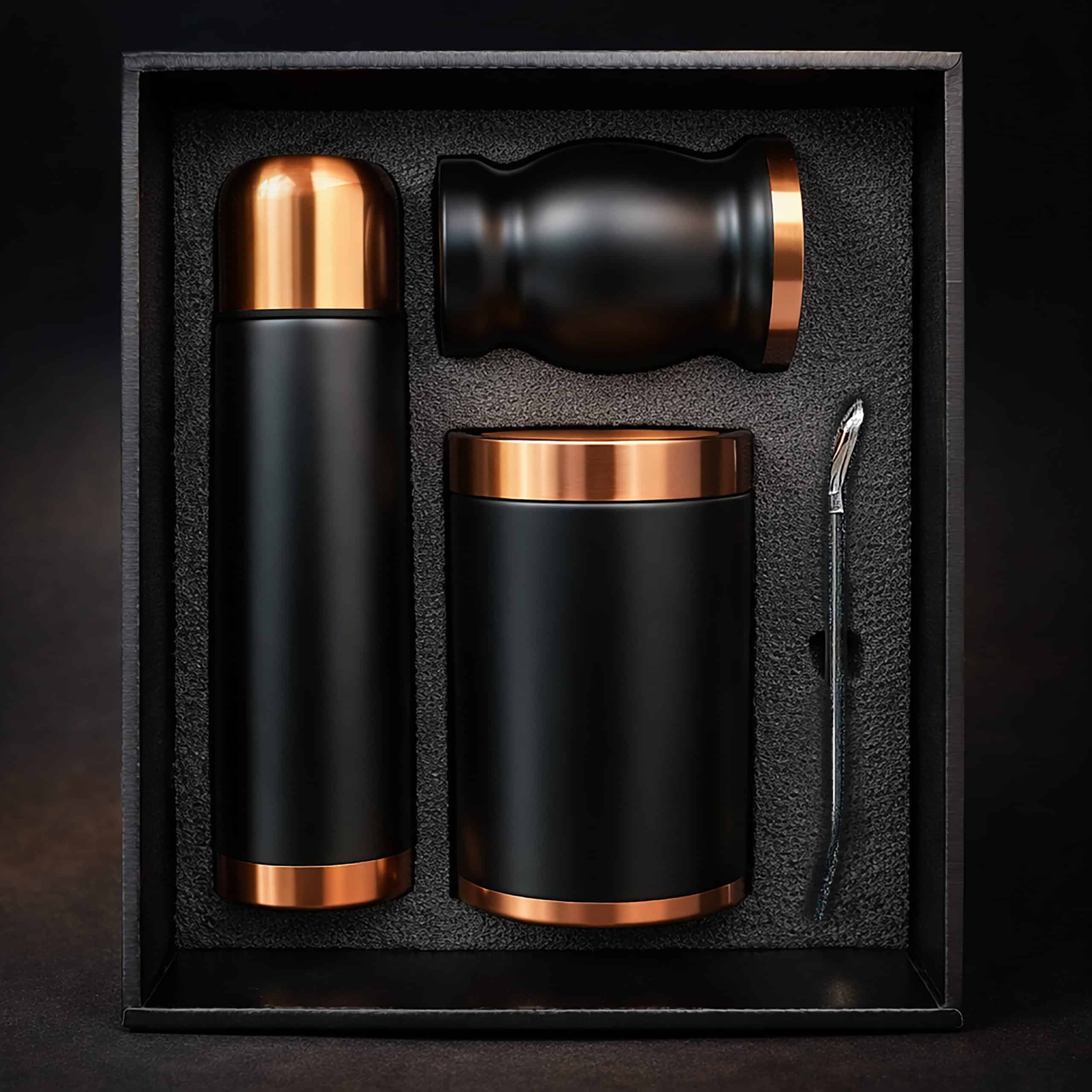 Set de Mate color Negro/Cobre con Bolso